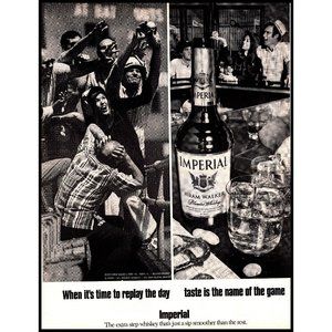 1970 Imperial Whiskey Vintage Print Ad Baseball Game Sports Bar Wall Art 10x13